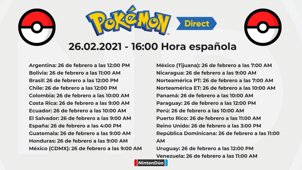 Pokémon Direct Febrero horarios