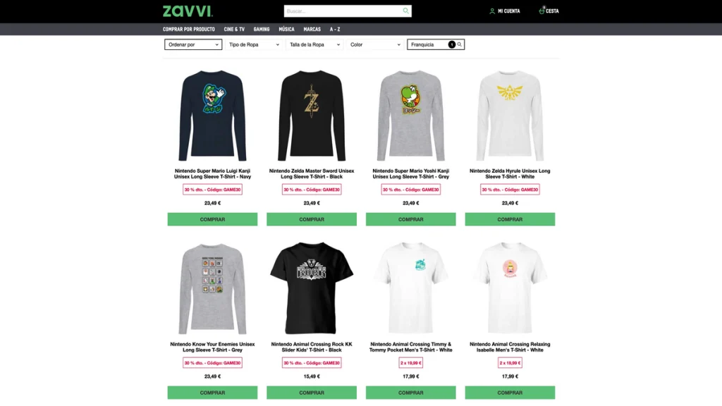 Merchandising de Nintendo en Zavvi